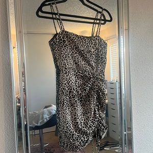 Never worn short satin cheetah print dress